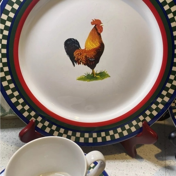 7pc INTL Tableworks Bob Timberlake Ella's Rooster Dinner Place Setting VTG - Picture 6 of 8